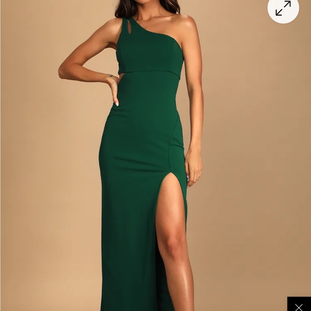 Lulus Emerald Green One-Shoulder Dress